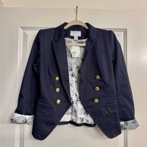 H&M Dark Navy Blue Blazer with Gold Accents - Fits like size 4